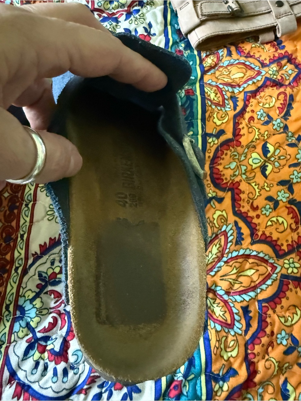 Unisex Navy Suede Slip-On Birkenstock Clogs with Buckle - Picture 3 of 7